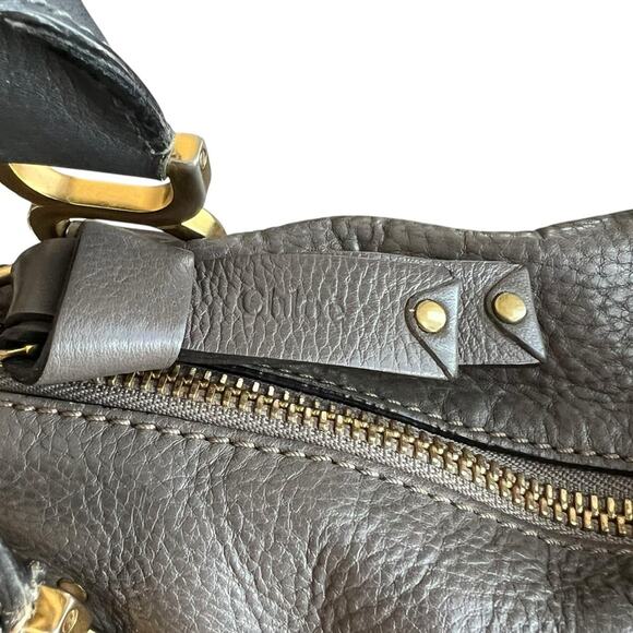 Chloe Marcie Bag Medium Size Cashmere Gray Leather Top Handle Handbag Purse - Picture 6 of 16